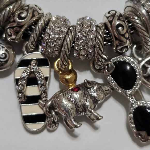 Brighton Arkansas Razorbacks Heart Sunglasses Sandal Charm Bracelet - Picture 3 of 10